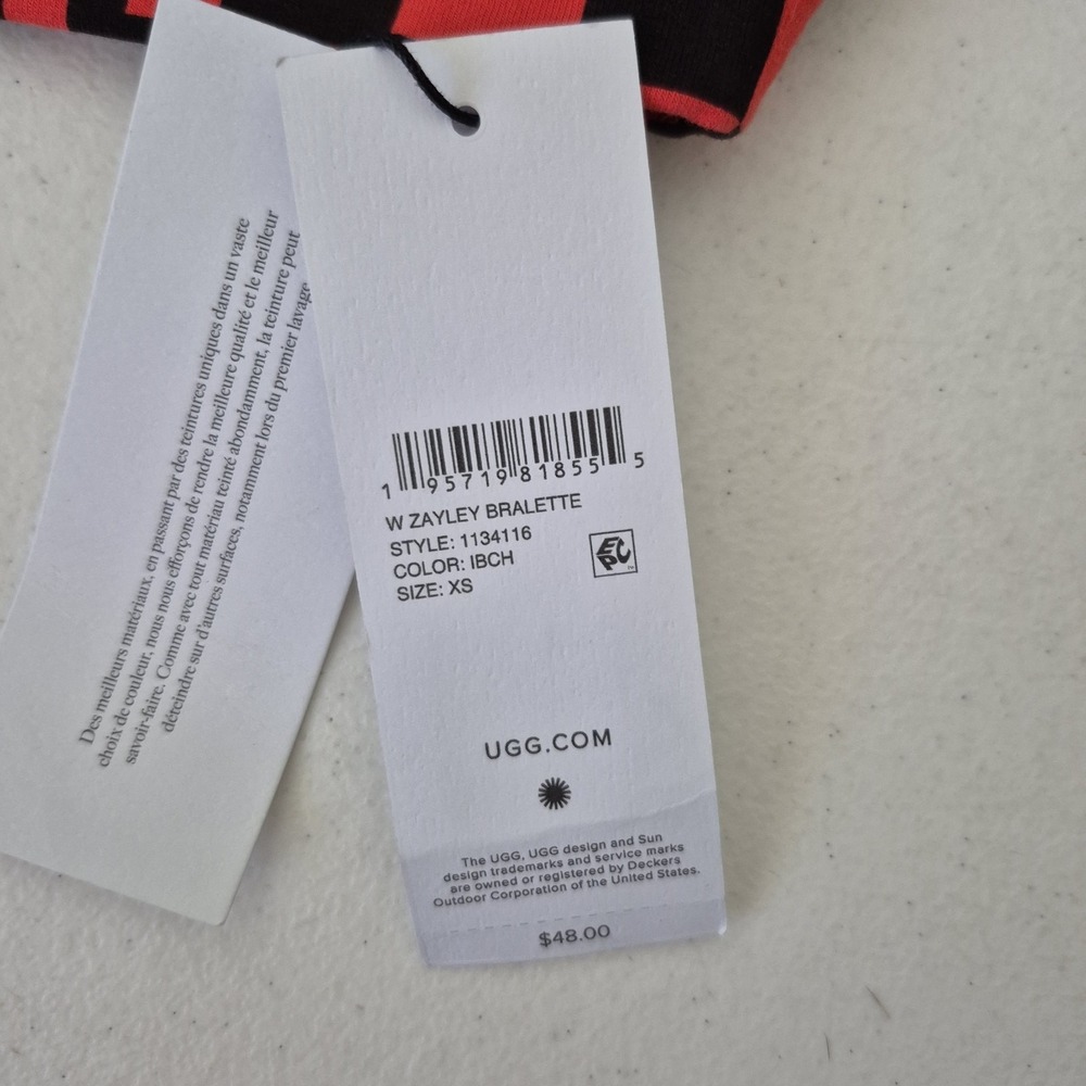 Ugg‎ Bralette Womens XS Red/Black Geometric Organic Cotton Stretch Zayley NEW - Picture 6 of 8
